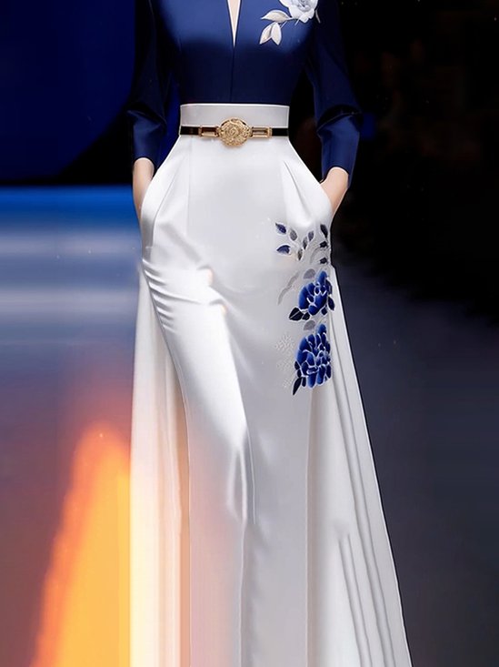 Elegant Regular Fit Floral Maxi Skirt