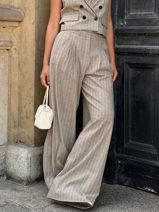 Pocket Stitching Striped Regular Fit Urban Fashion Pants