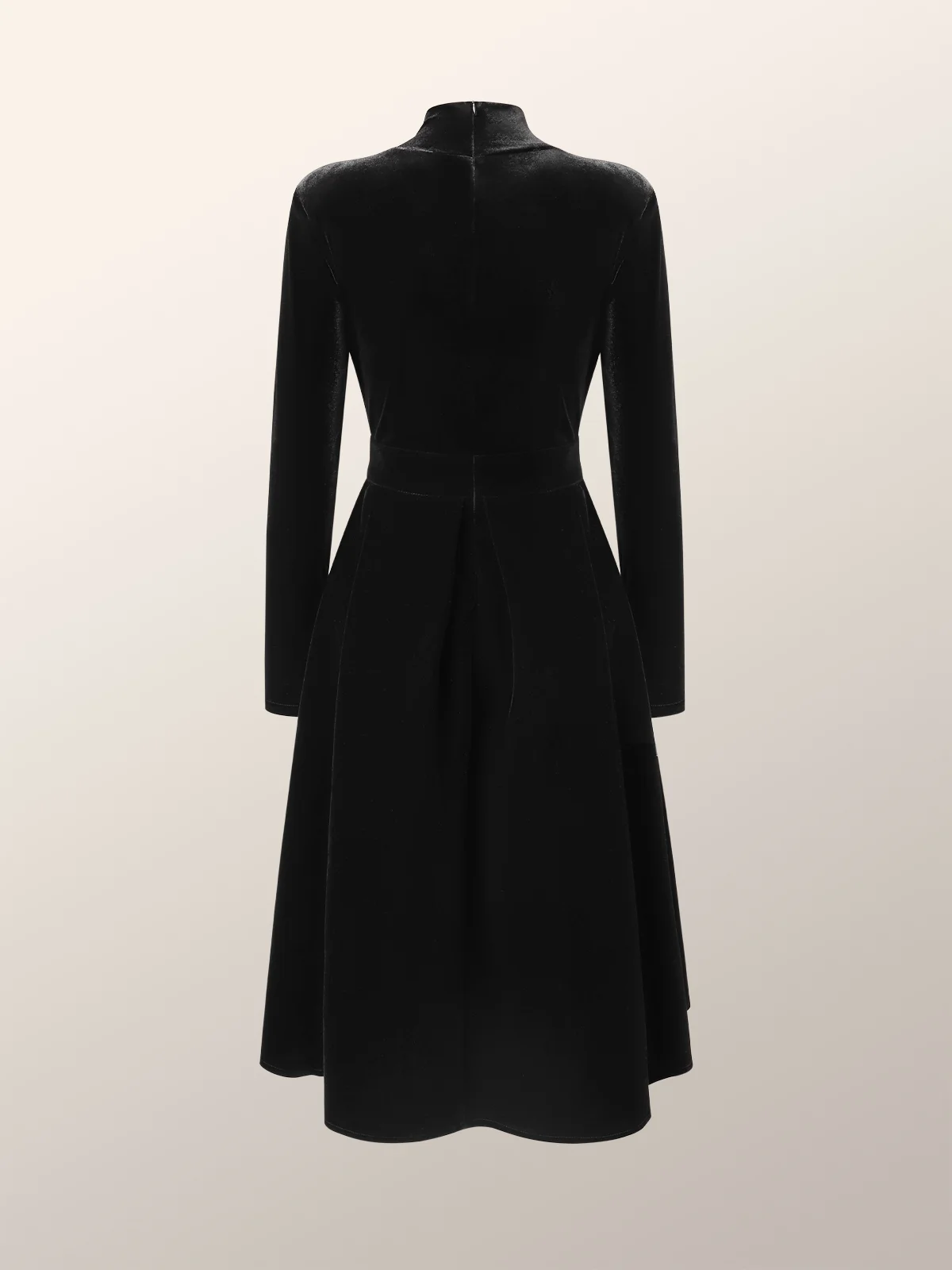 Plain Elegant Stand Collar Long sleeve  Midi Party Dress