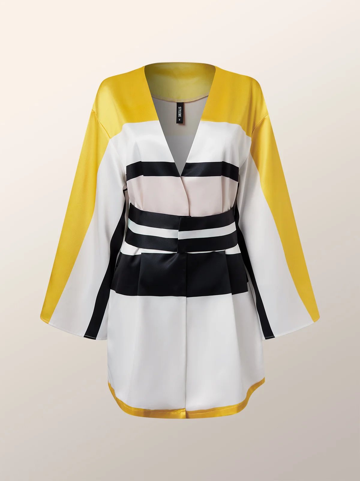 Color Block V Neck Elegant Regular Fit Blouse