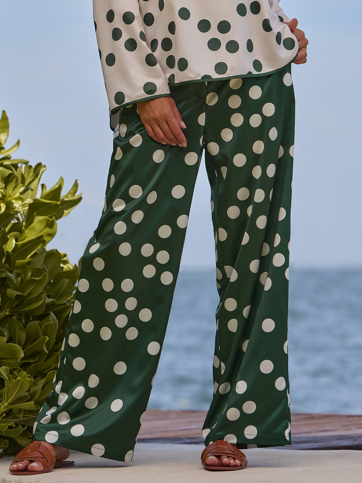 Regular Fit Polka Dots Elegant Fashion Pants