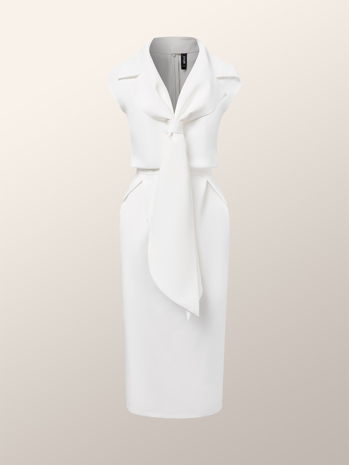 Elegant Plain Regular Fit Lapel Collar Mini Dress