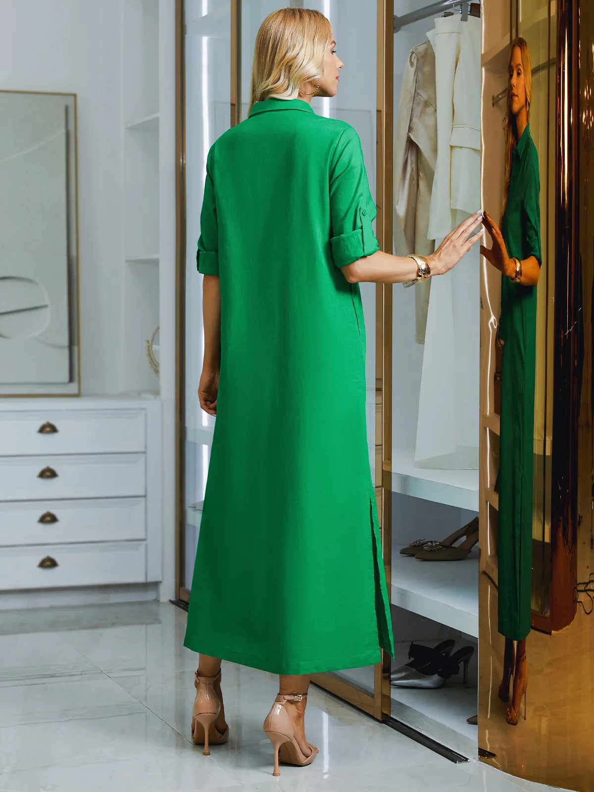 Daily Loose Linen Plain Urban Shirt Dress