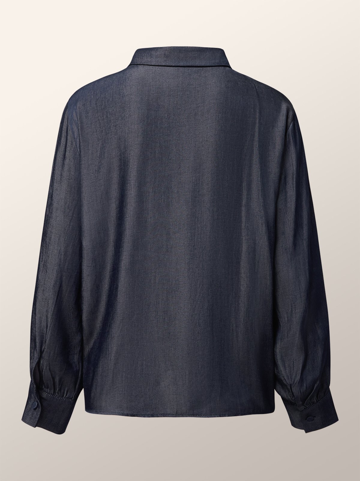 Plain Urban Shirt Collar Faux Denim Blouse