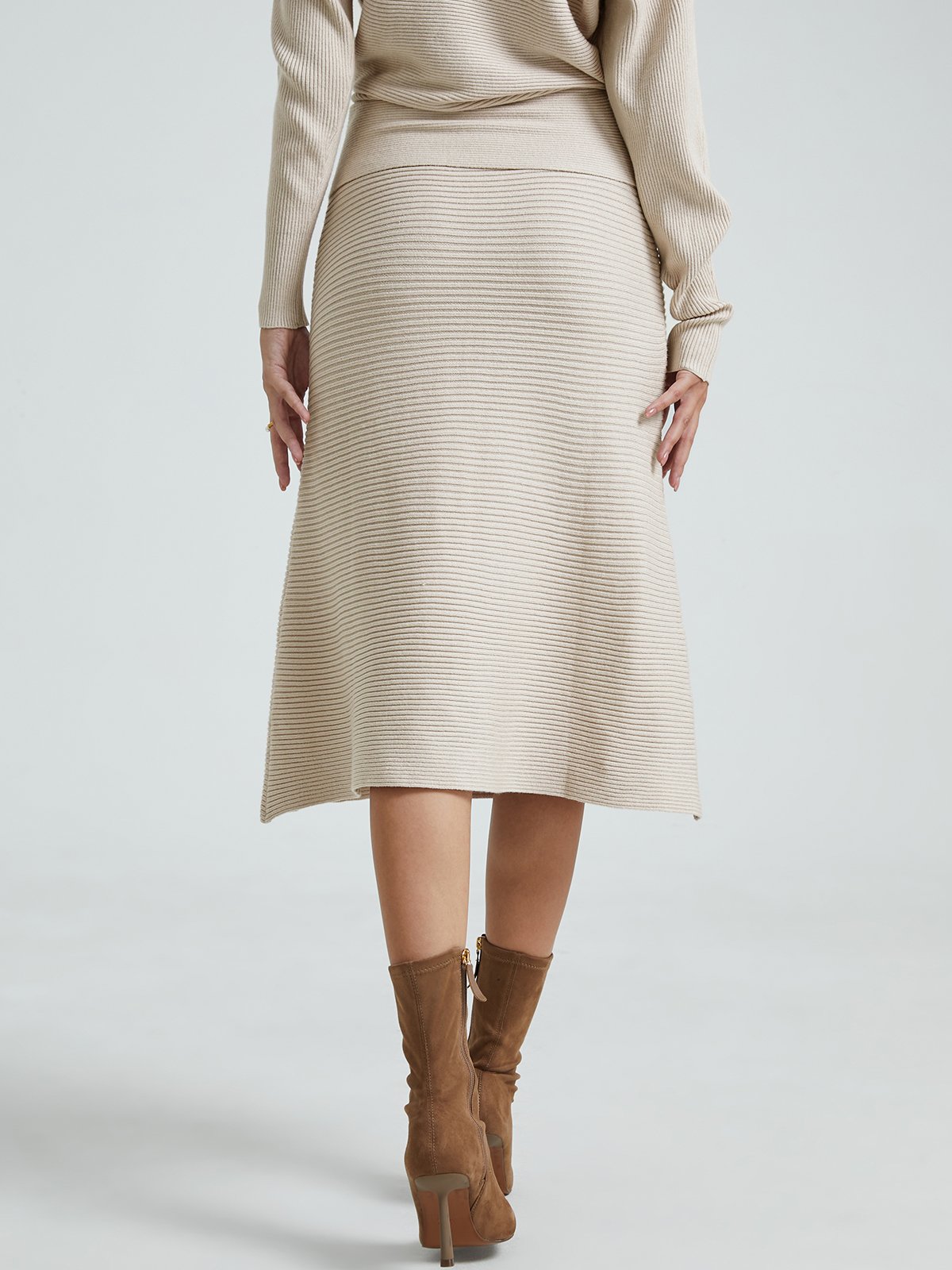 Elegant Plain Regular Fit Mid Waist Skirt