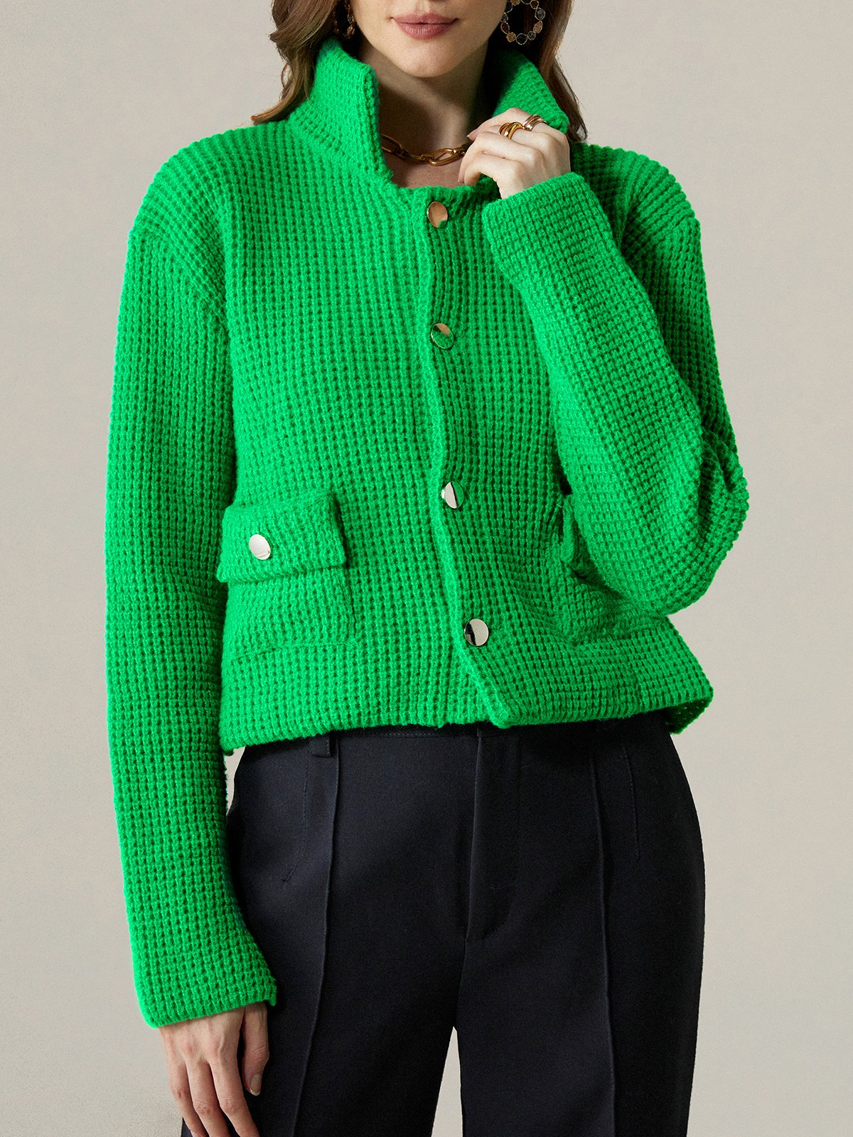 Urban Regular Fit Long Sleeve Plain Shawl Collar Cardigan Stylewe urban-regular-fit-long-sleeve-plain-shawl-collar-cardigan-stylewe