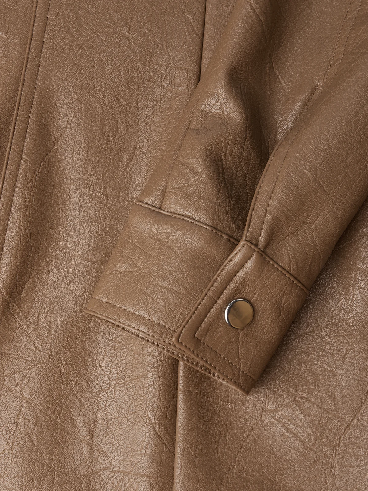 Urban Shawl Collar Plain Faux Leather Coat