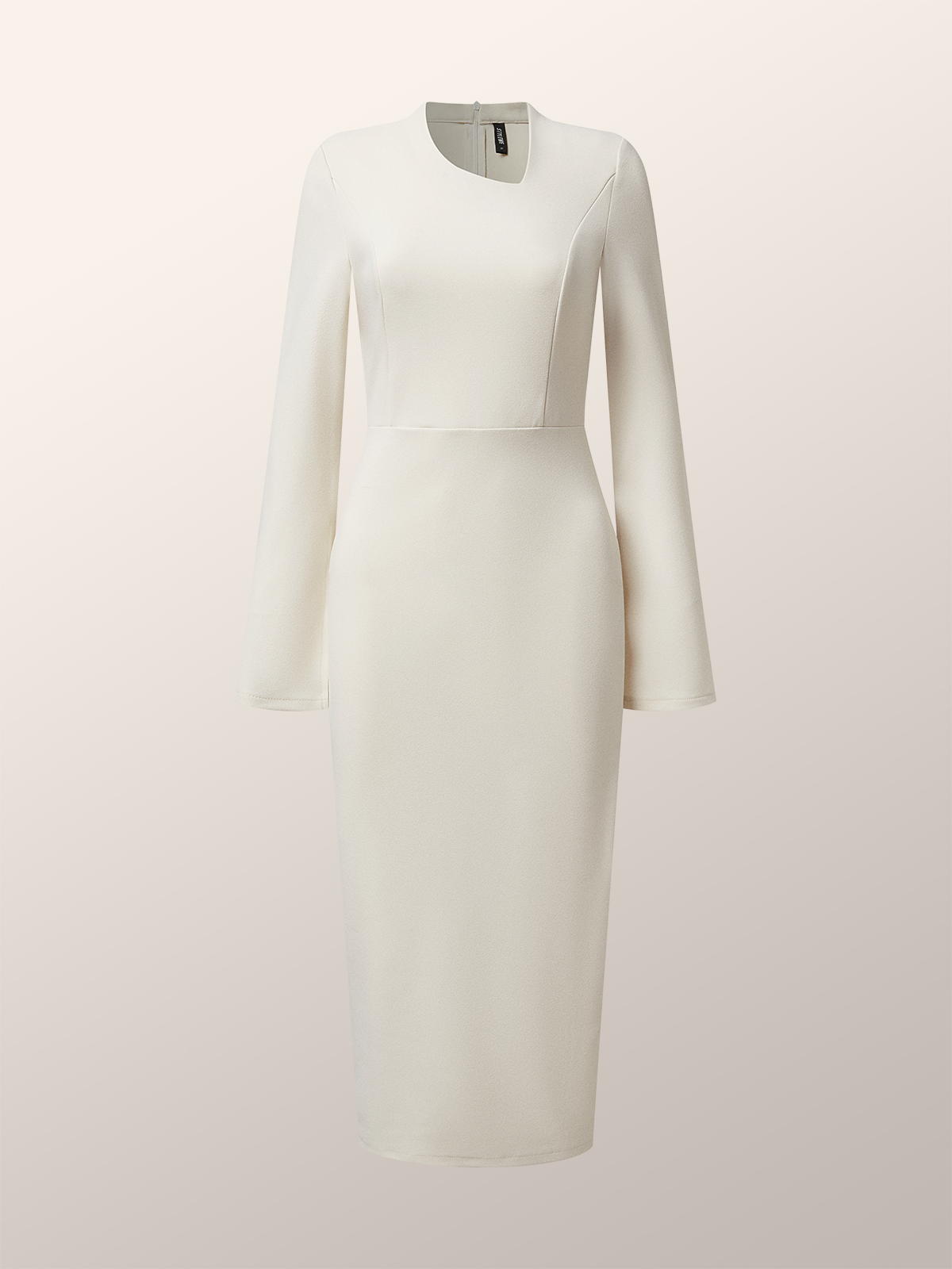Long Sleeve Tight V Neck Plain Elegant Dress