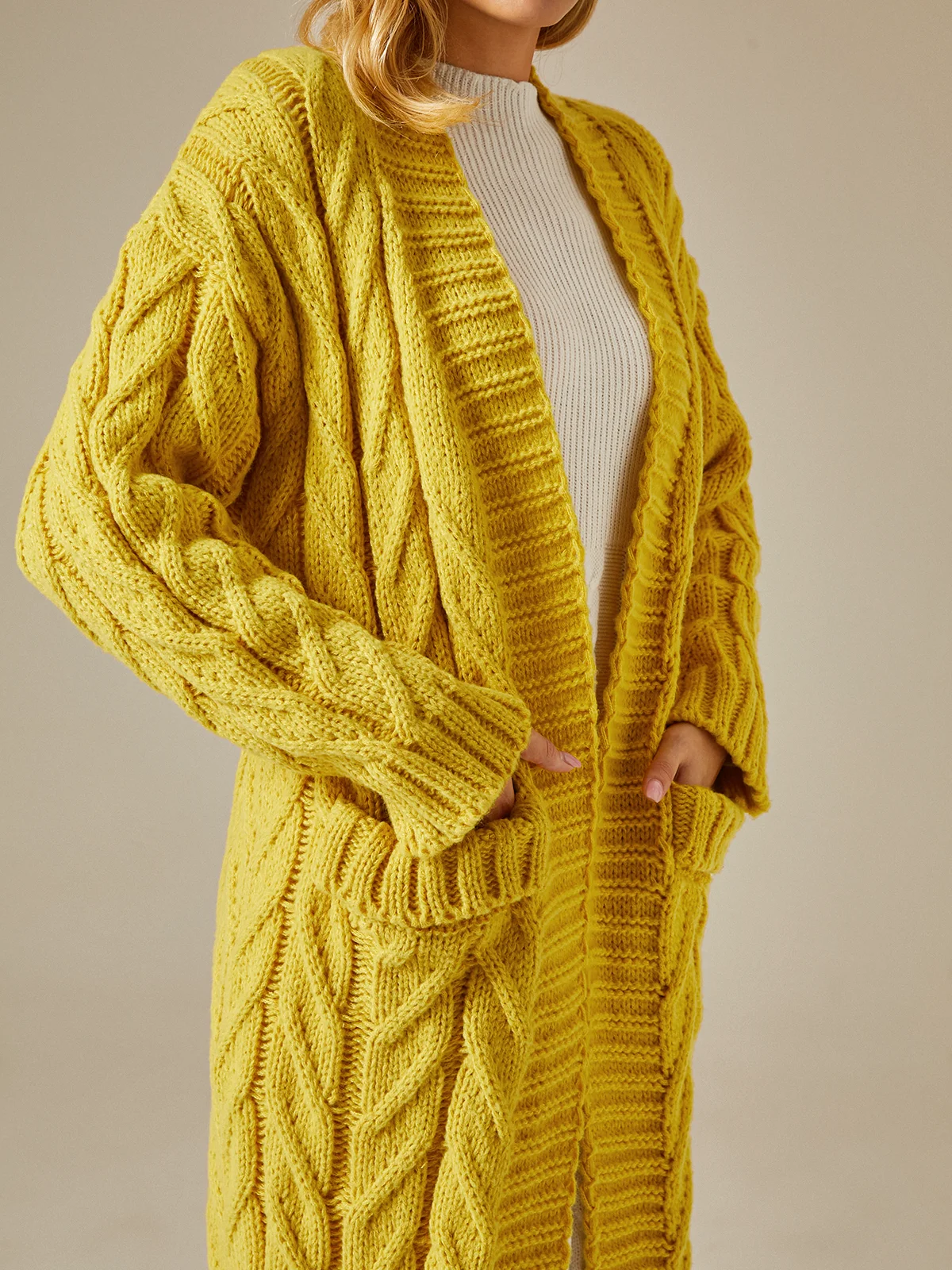 Loose Long Sleeve Plain Elegant Cardigan