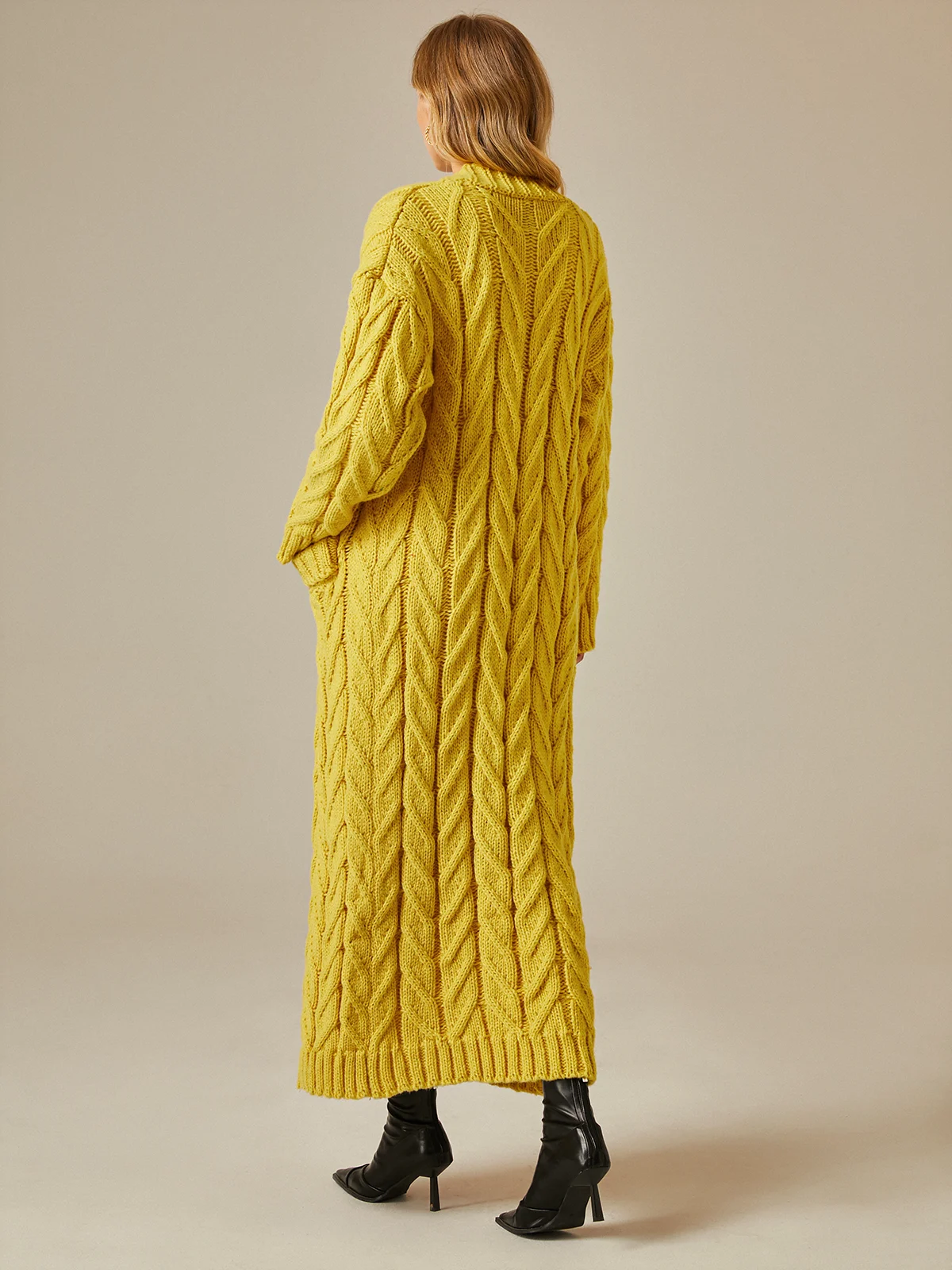 Loose Long Sleeve Plain Elegant Cardigan