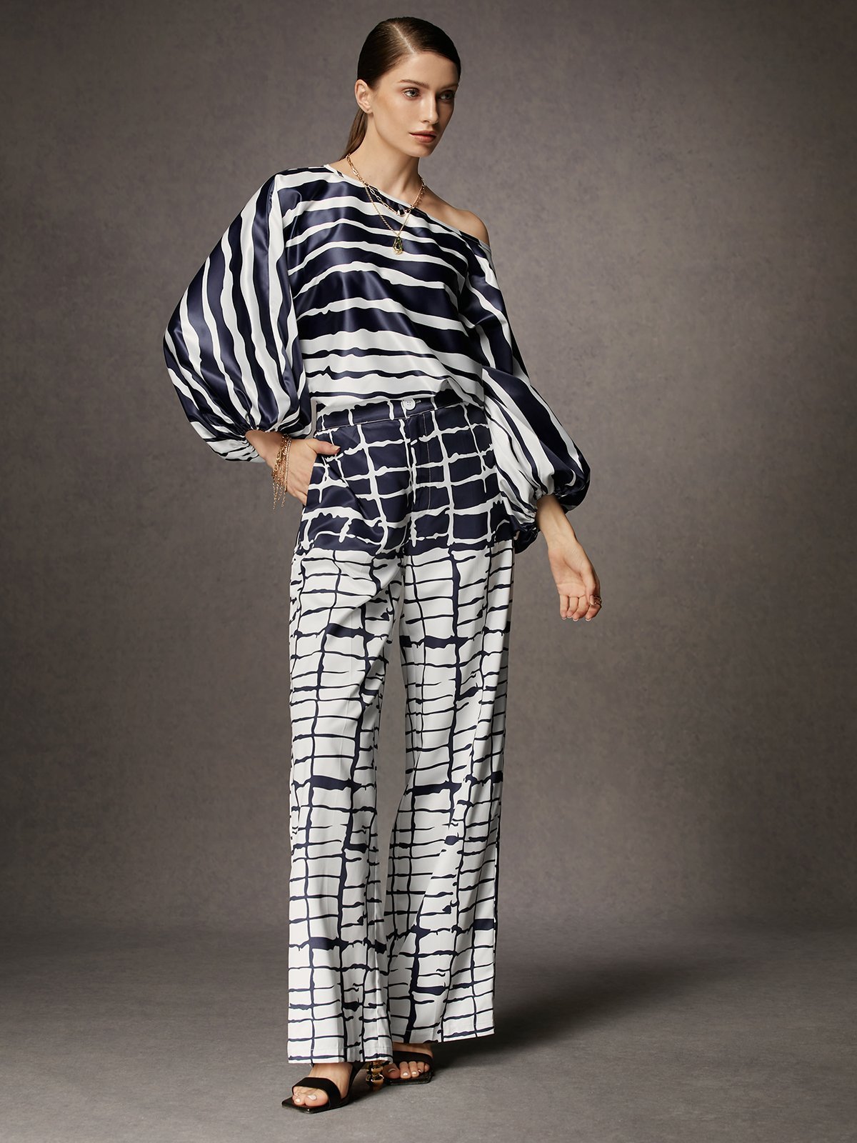 Regular Fit Urban Abstract Long Pants Straight pants