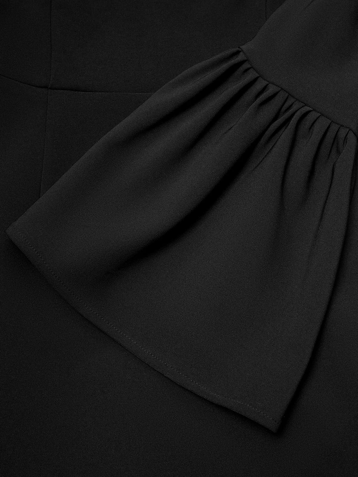 Elegant Bell Sleeve Gathered Bodycon Dress