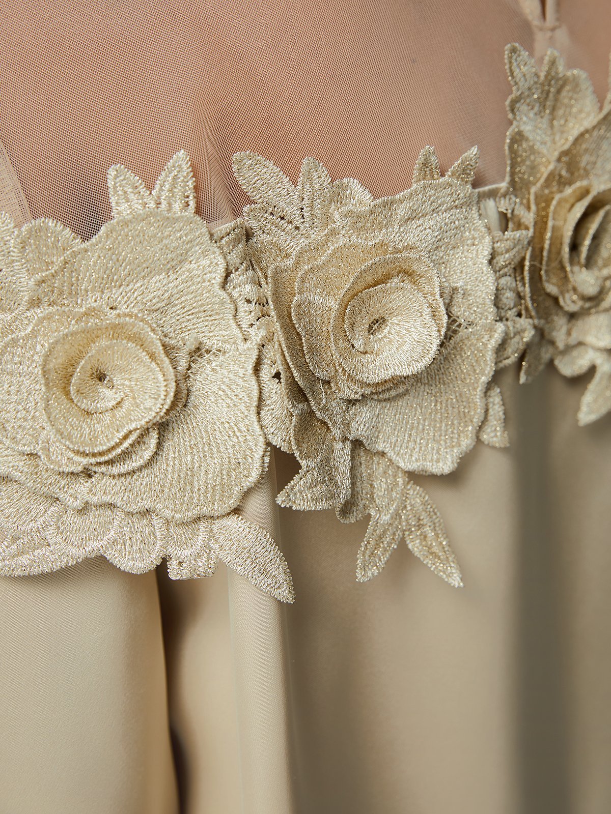 Elegant Balloon Sleeve 3D Floral Blouse