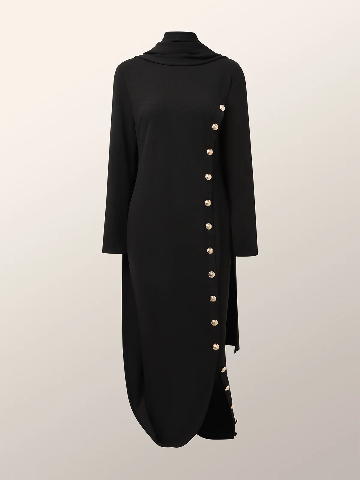 Urban Buttoned Stand Collar Dress