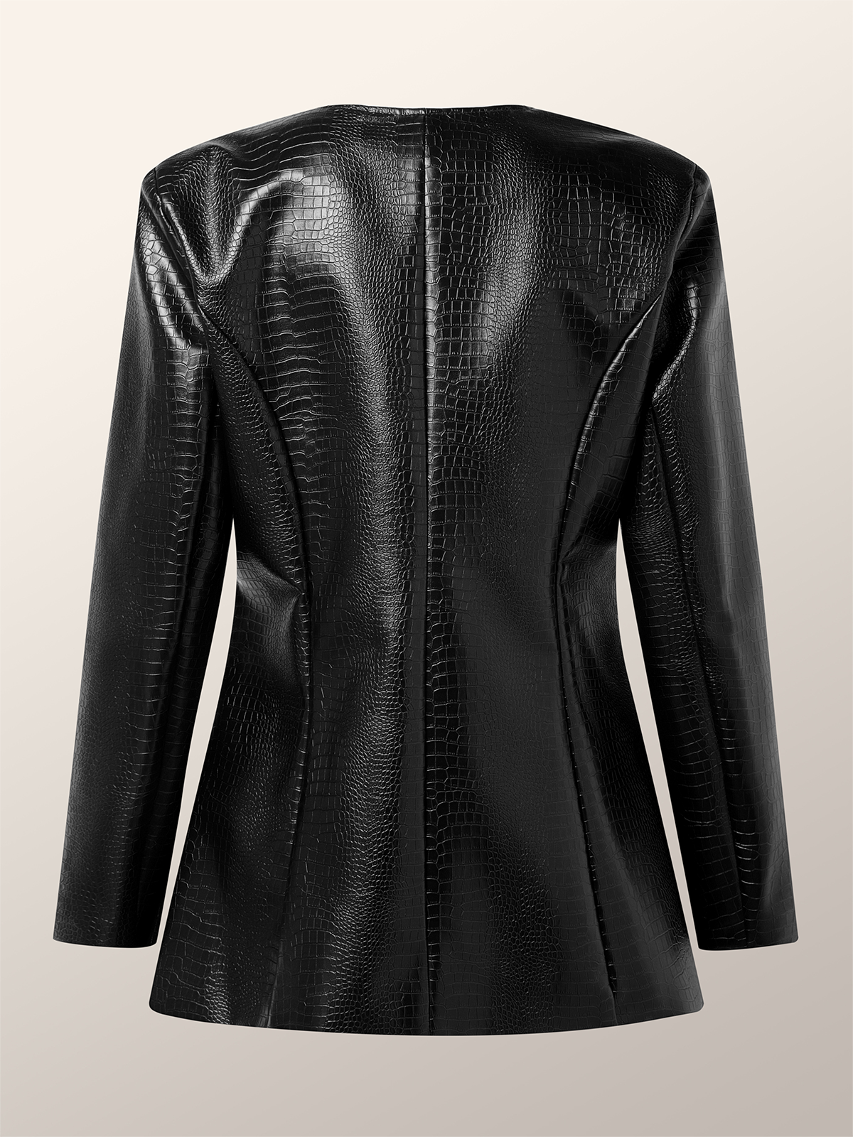  Urban V Neck Faux Leather Coat With Pockets