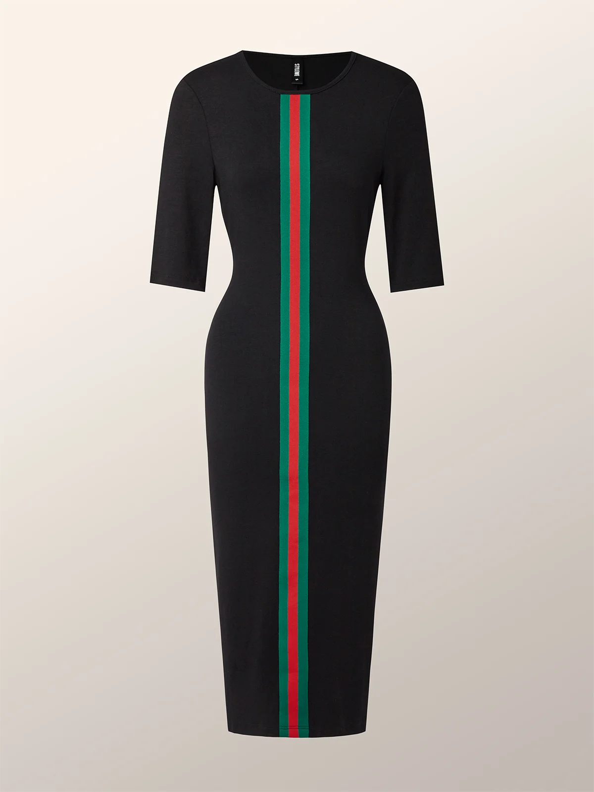 Casual Color Block Classic Tight Crew Neck Bodycon Dress
