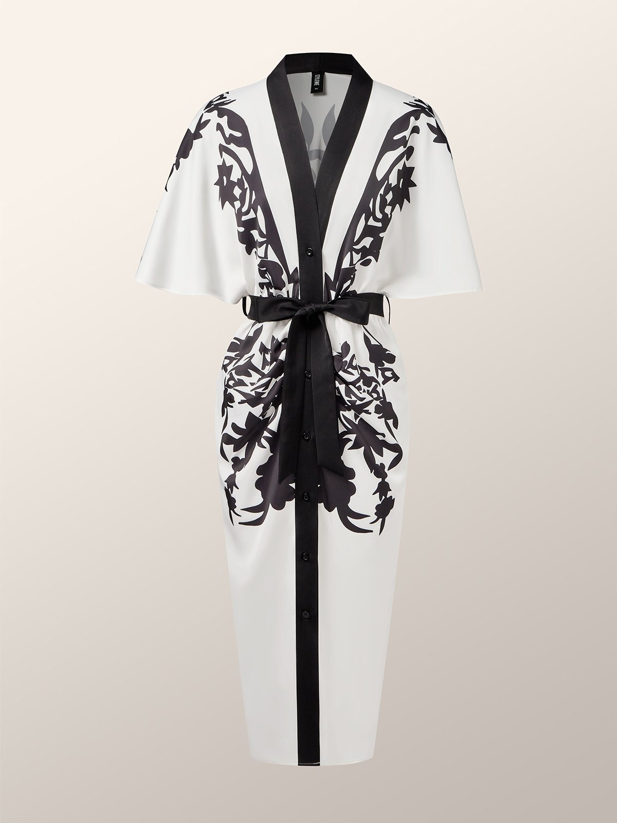 Elegant Floral Printing V Neck Midi Dress With Belt