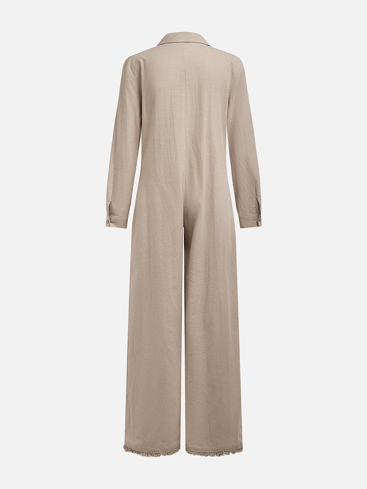 Urban Shawl Collar Long Sleeve Loose Linen Jumpsuit 