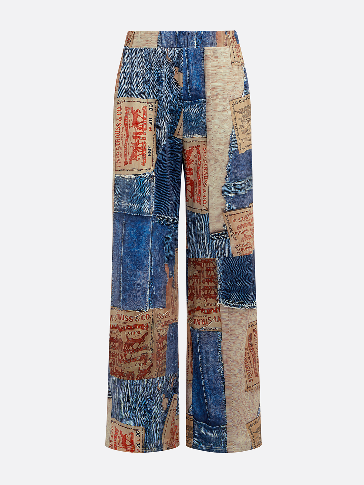 Casual Denim Print Graphic Straight Pants