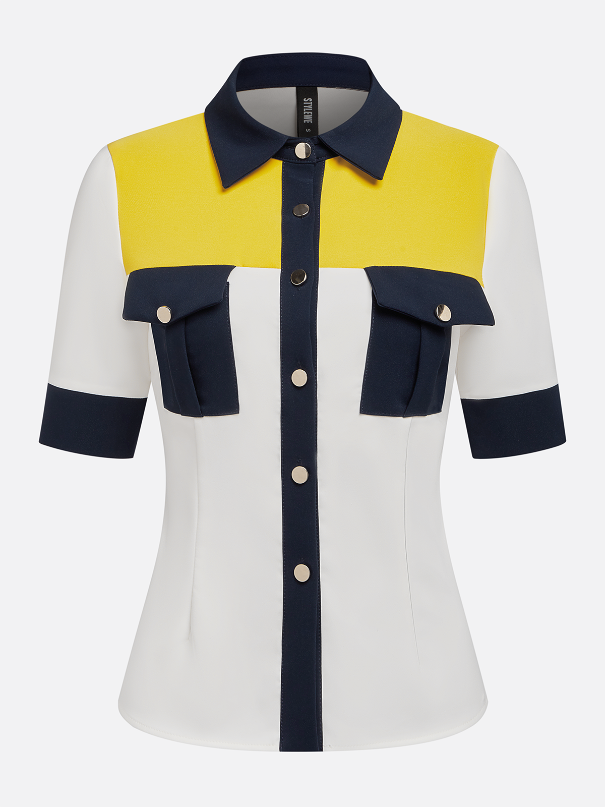 Urban Utility Color Block Pockets Shirt