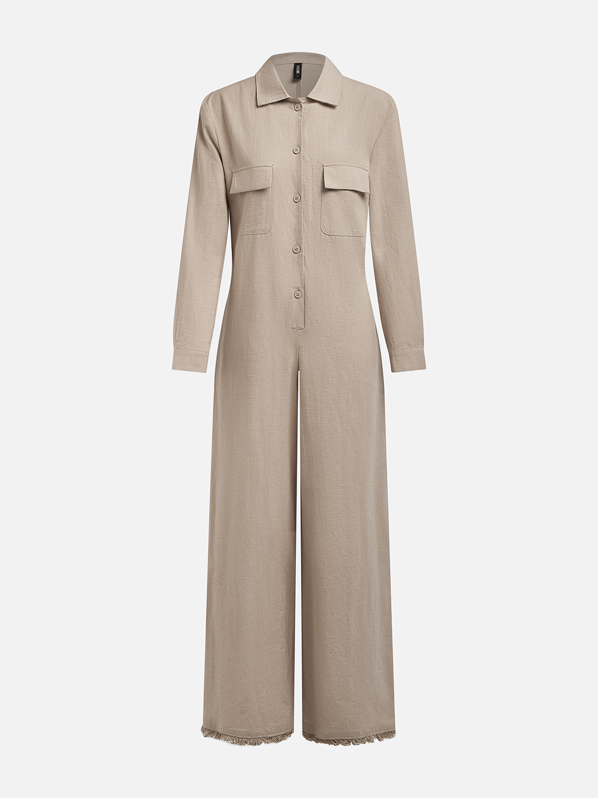 Urban Shawl Collar Long Sleeve Loose Linen Jumpsuit 