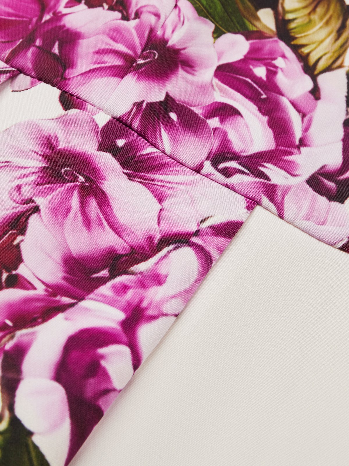 Elegant Floral Printing Crew Neck Midi Dress