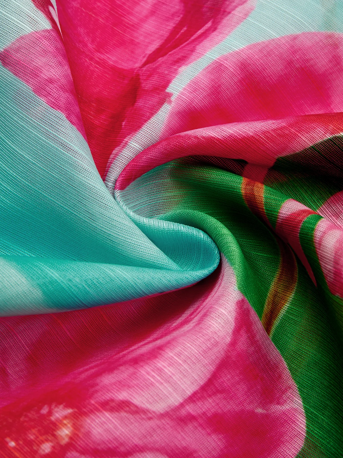 Vacation Floral Printing Shirt Collar Balloon Sleeve Shirt