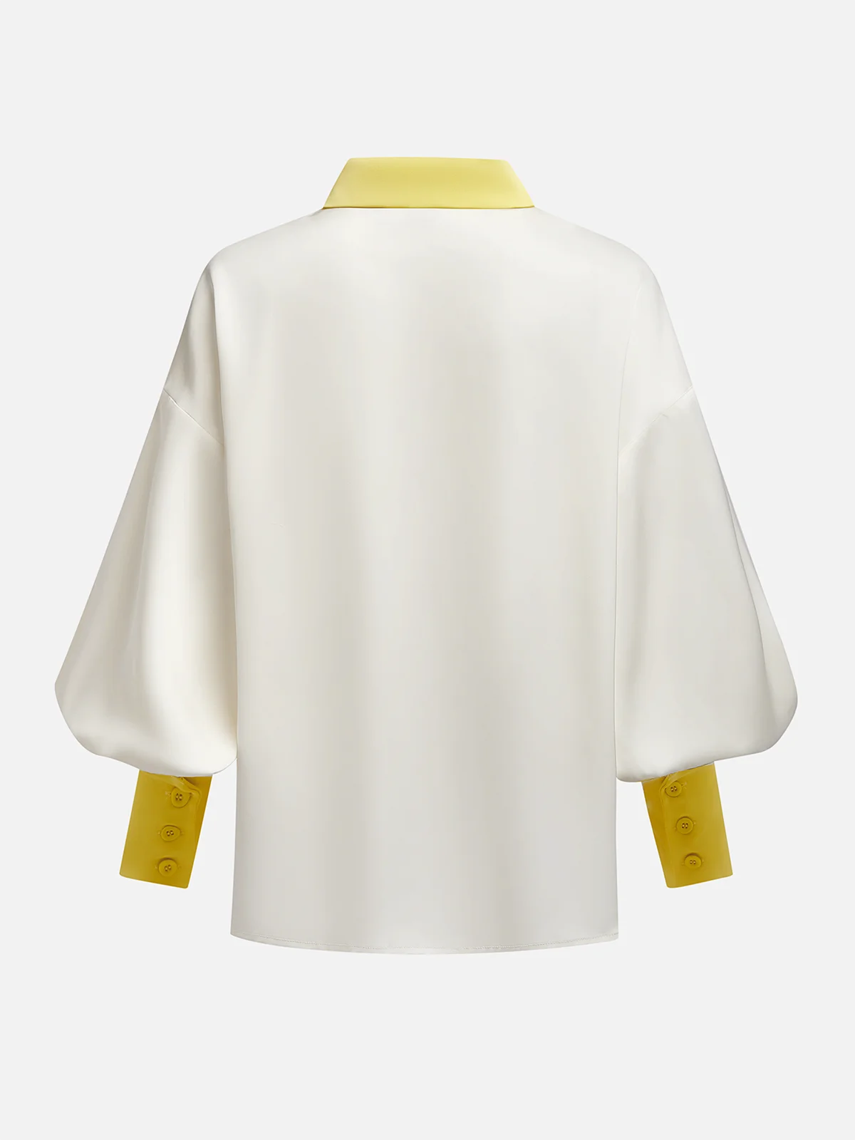 Satin Urban Balloon Sleeve Color Block Shirt