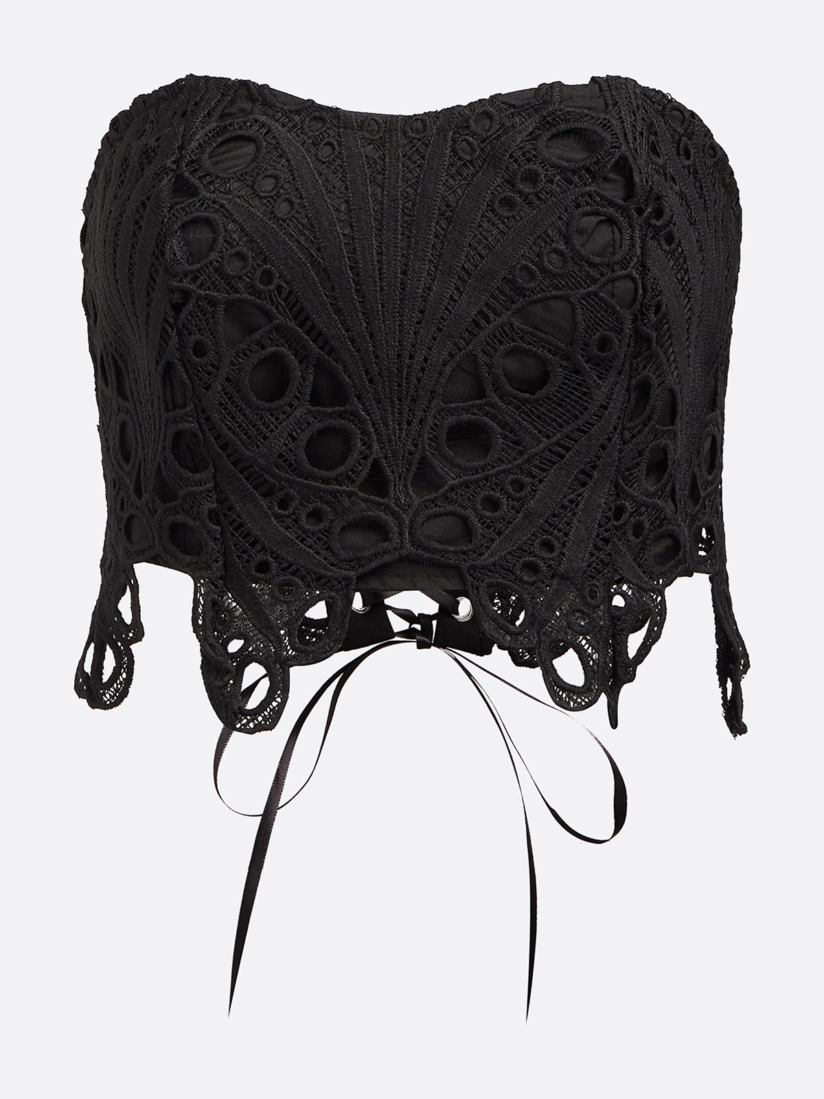 Lace Elegant Plain Strapless Tank Top