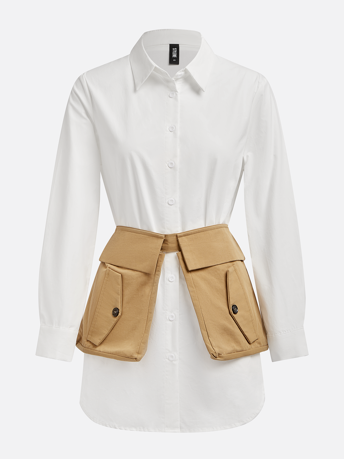 Cotton Casual Plain Shirt With Belt