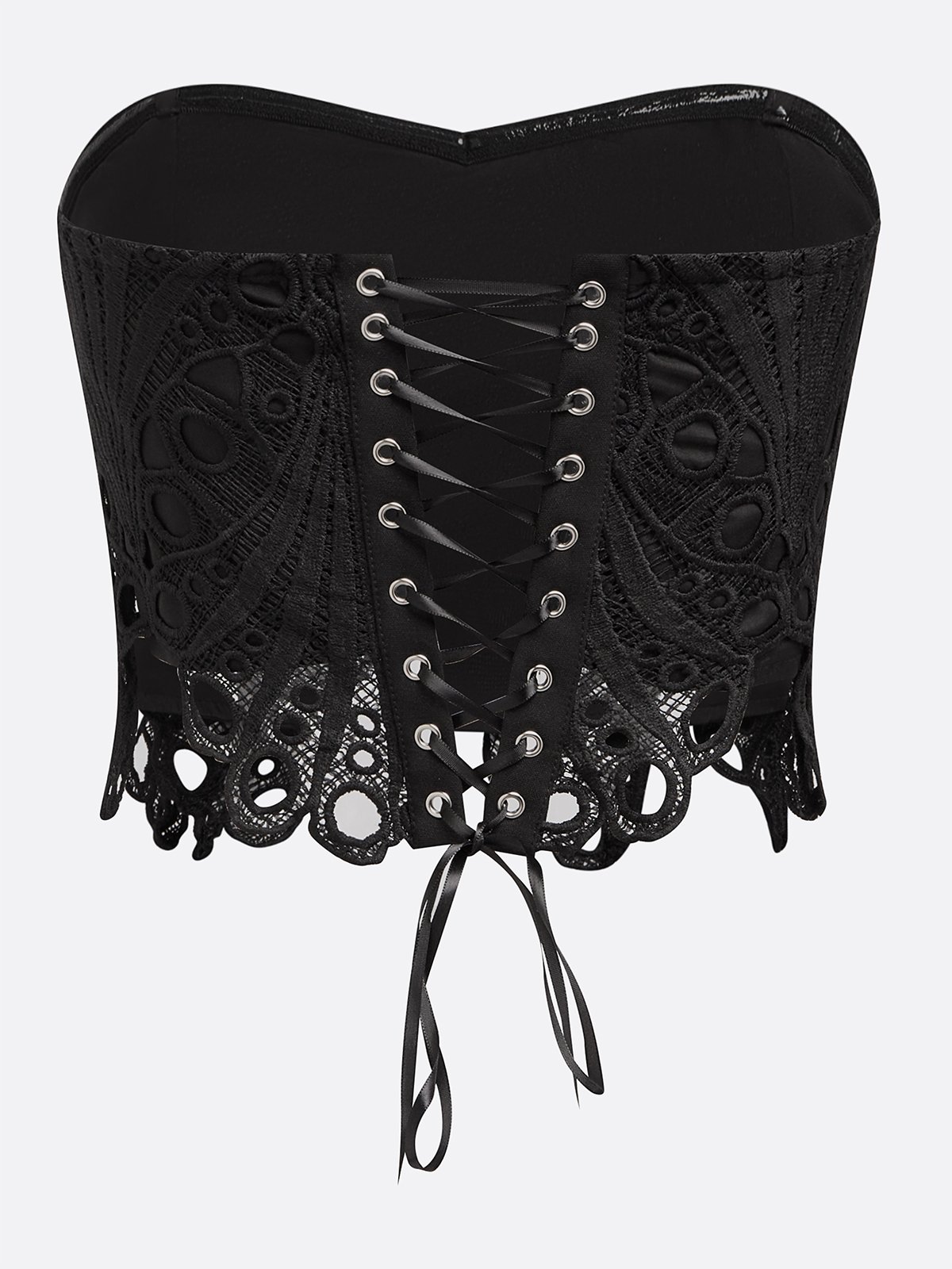 Lace Elegant Plain Strapless Tank Top