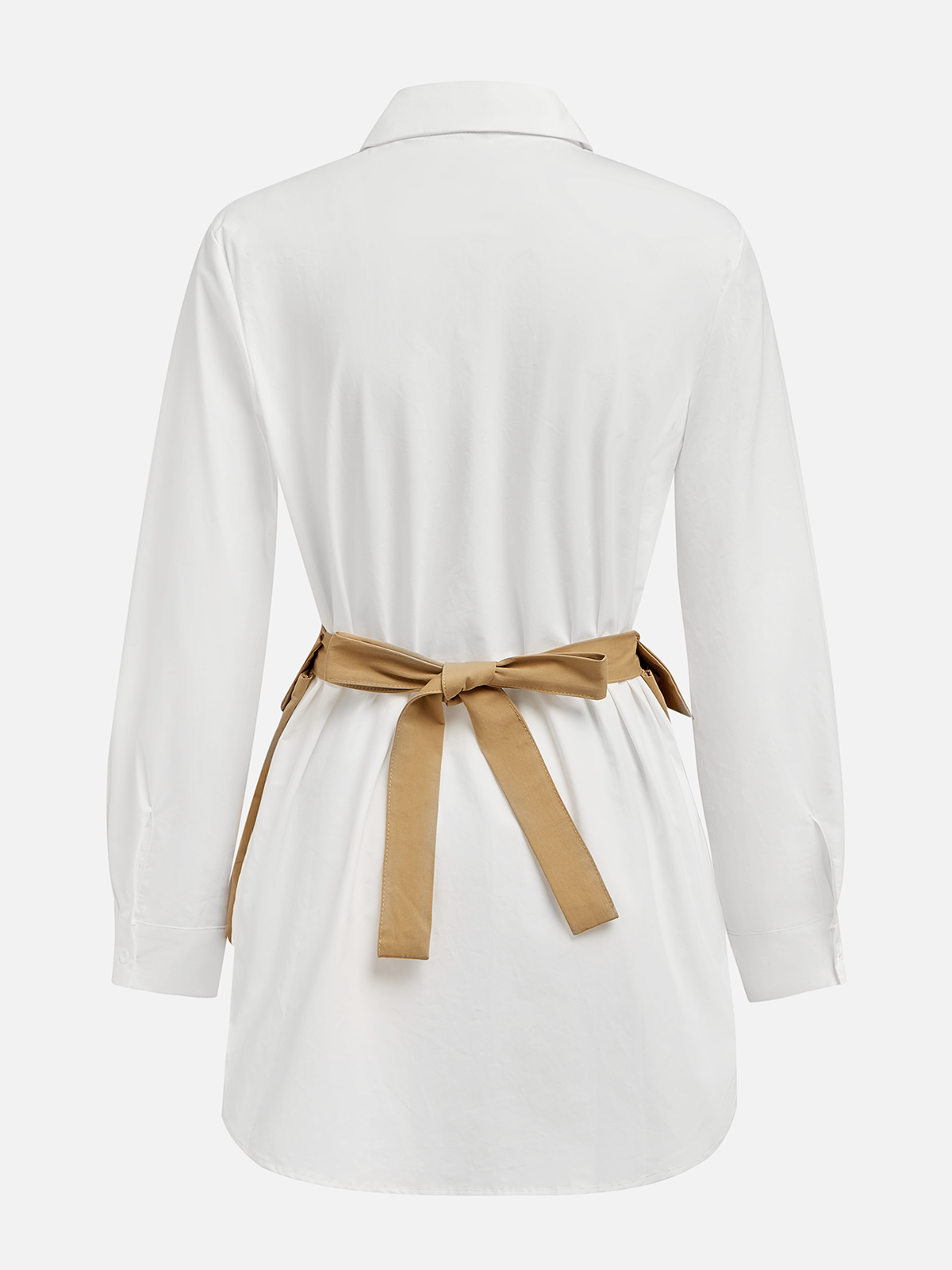 Cotton Casual Plain Shirt With Belt