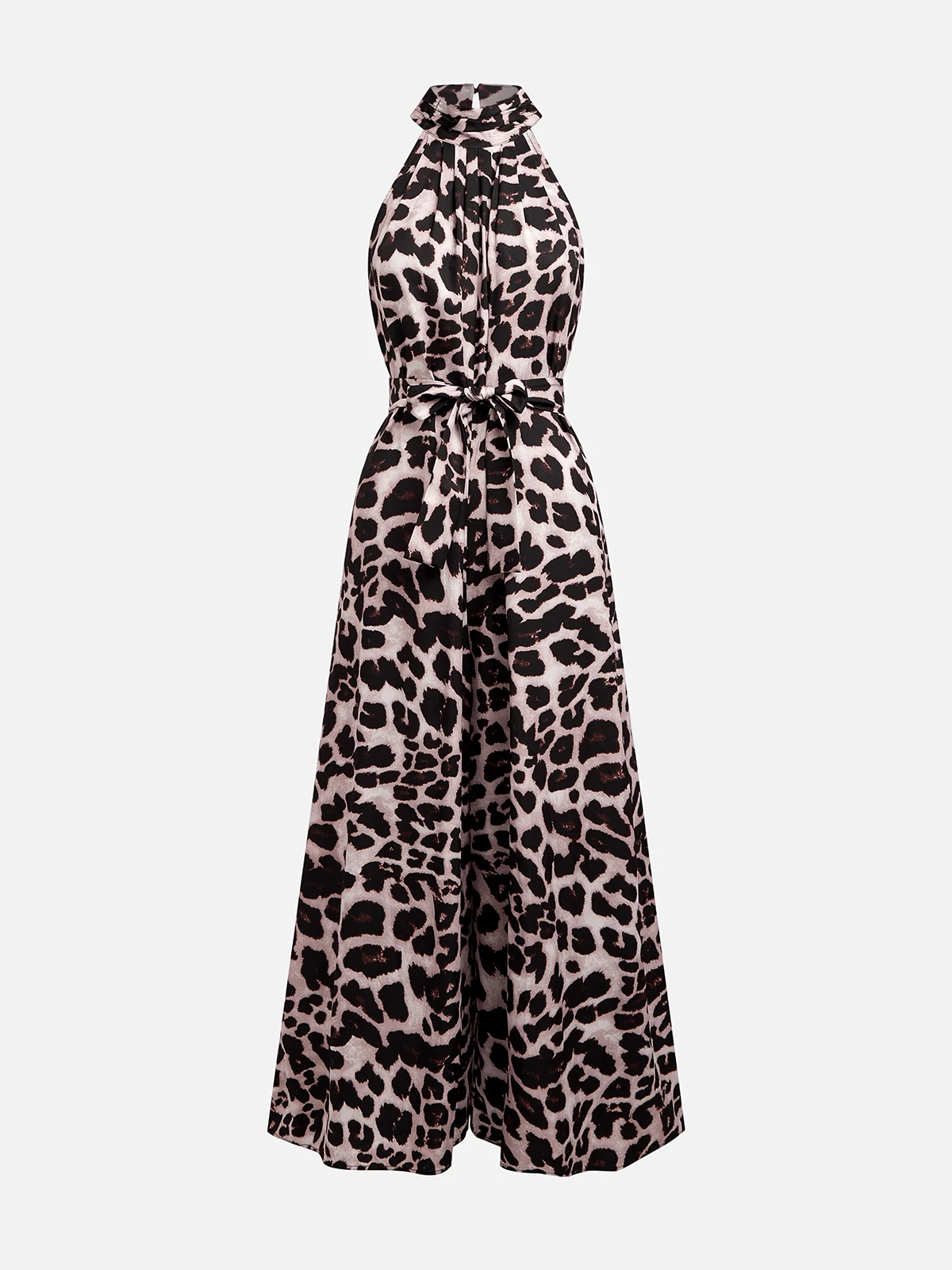 Casual Leopard Halter Tank Jumpsuit