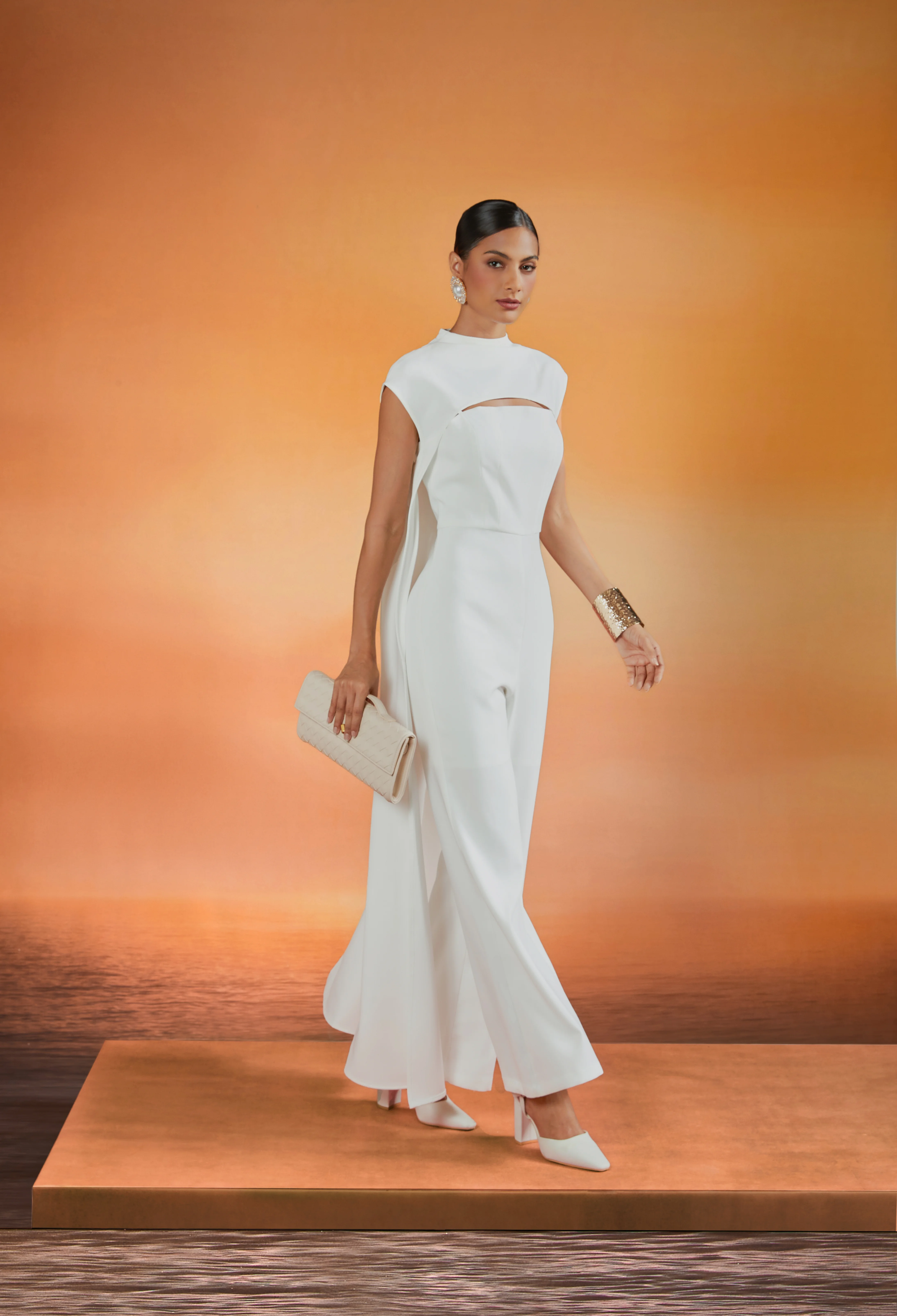 Elegant Tailored Jumpsuit & Cape Set – Wedding & Formal Occasion Outfit