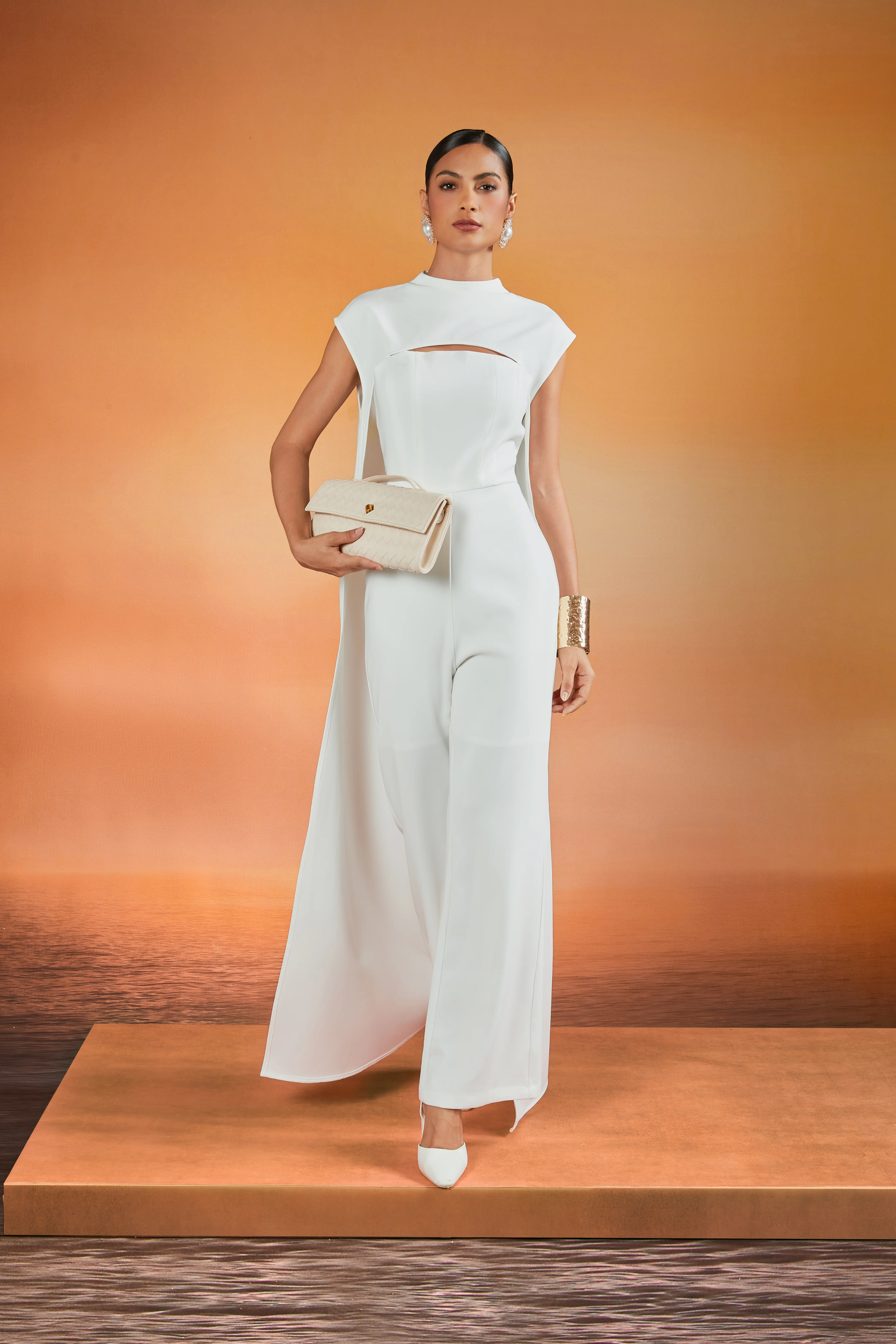 Elegant Tailored Jumpsuit & Cape Set – Wedding & Formal Occasion Outfit