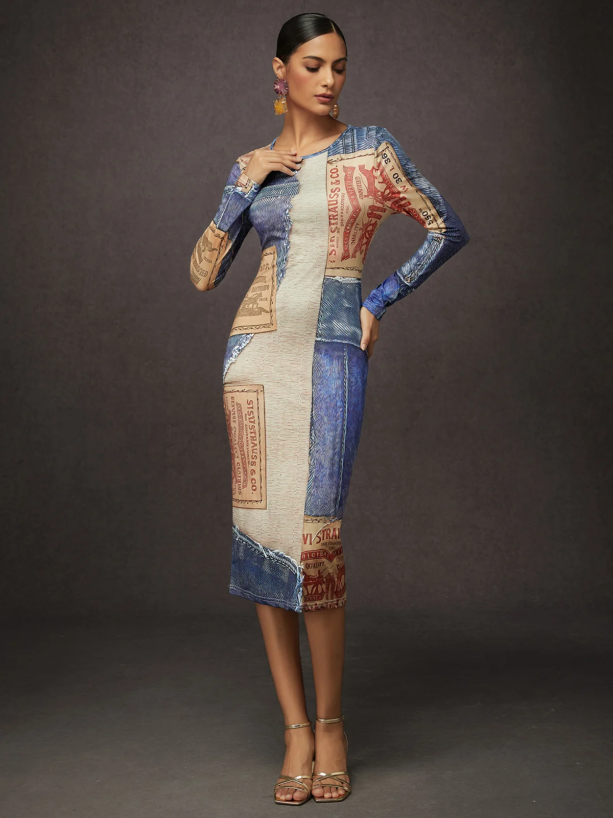 Urban Random Print Midi Dress