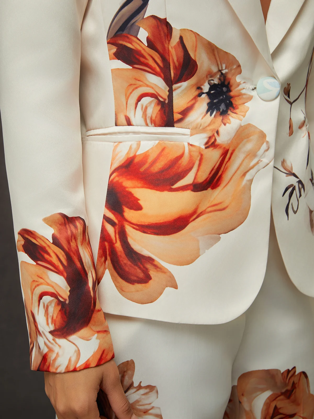 Elegant Luxury Satin Floral Statement Blazer