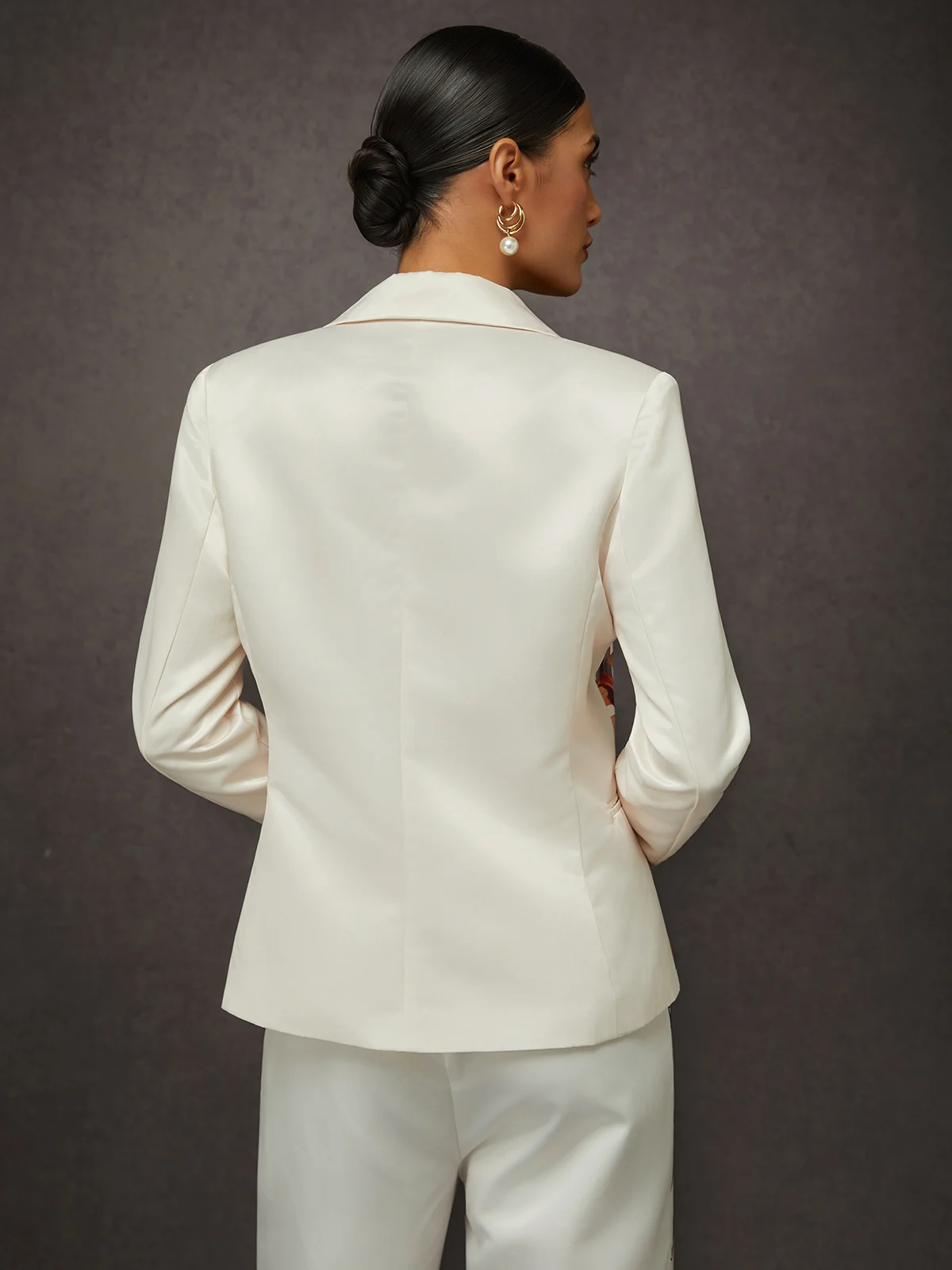 Elegant Luxury Satin Floral Statement Blazer