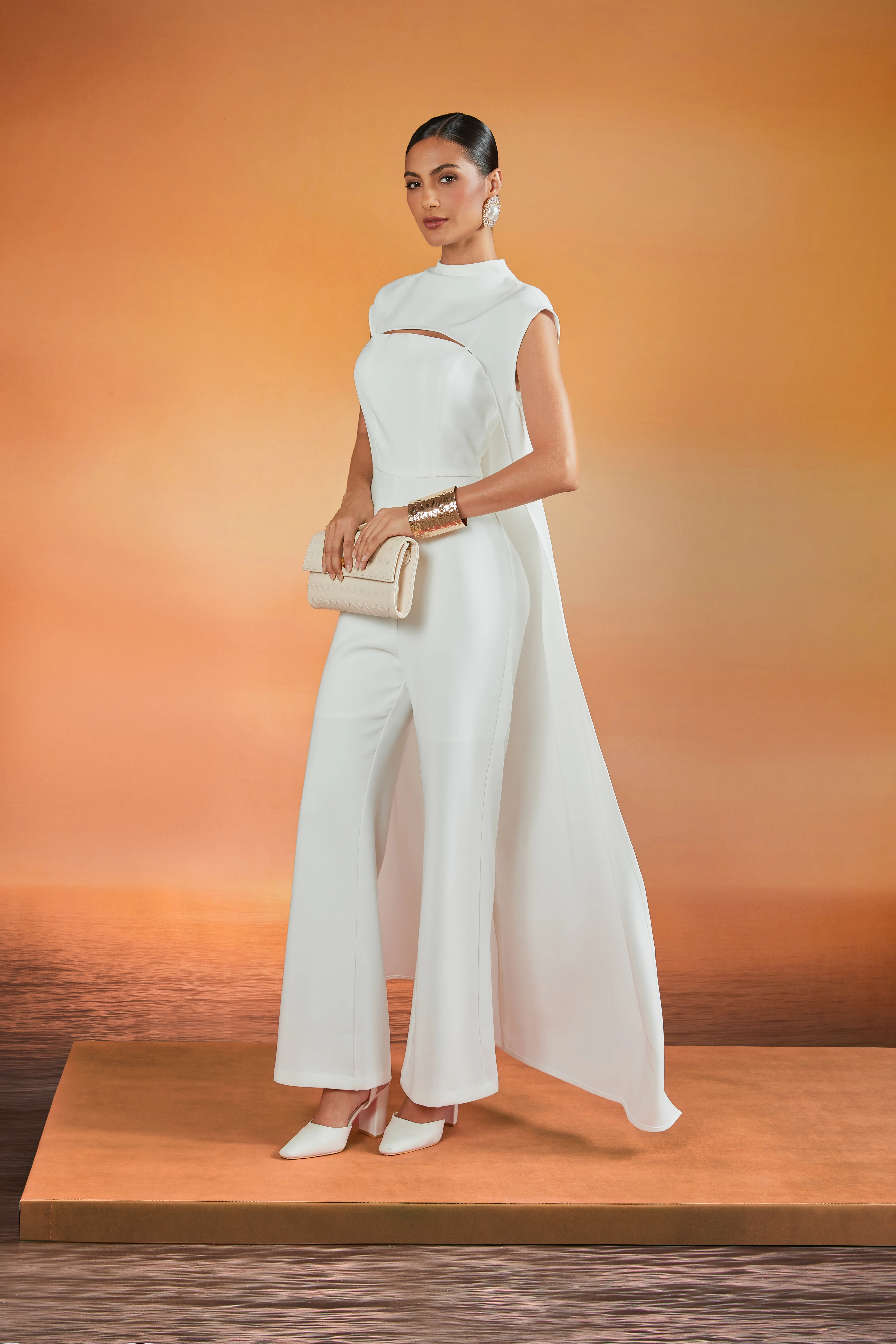 Elegant Tailored Jumpsuit & Cape Set – Wedding & Formal Occasion Outfit