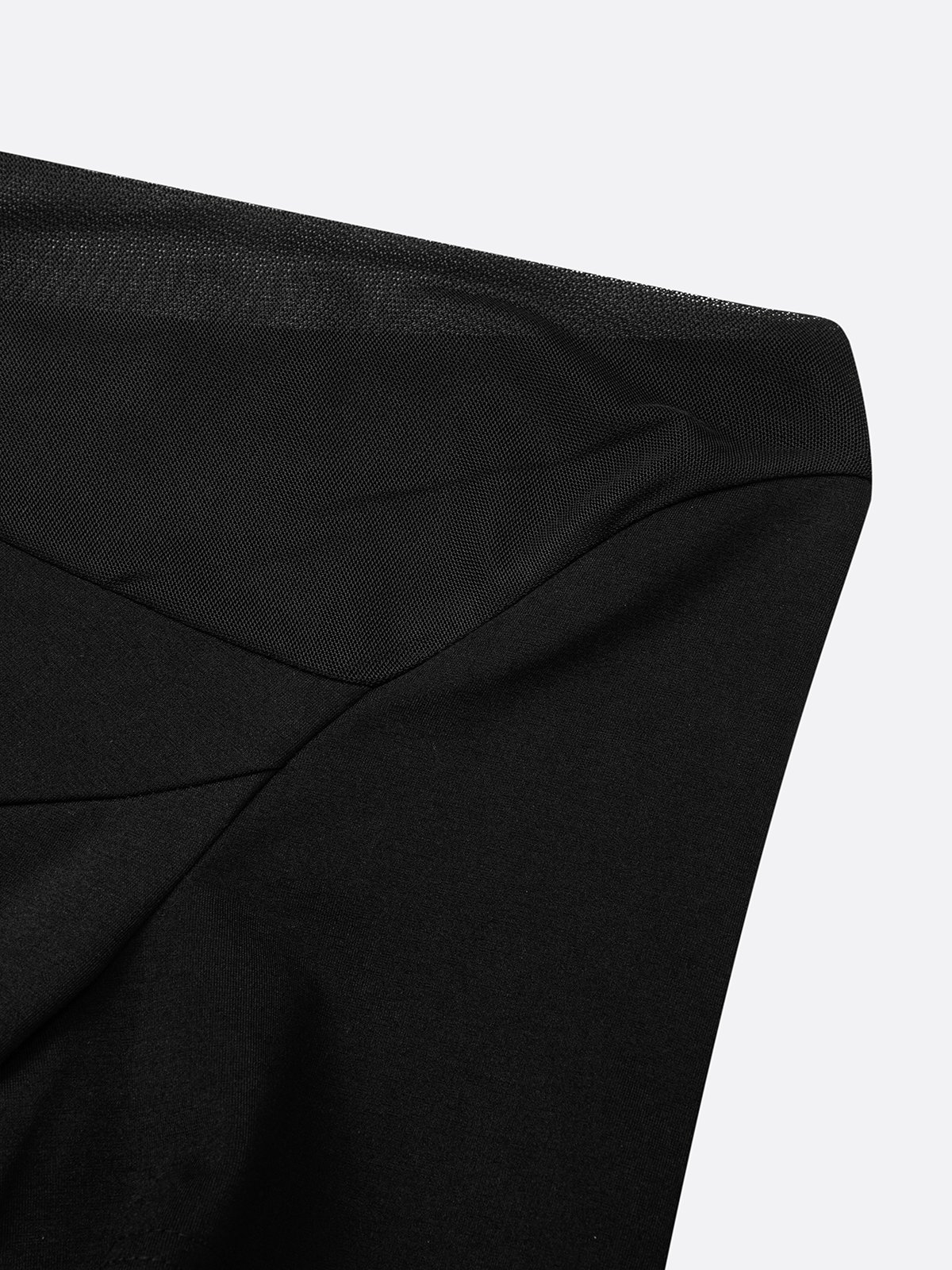 Elegant Plain Mesh Split Joint Cold Shoulder Knee Length Dress