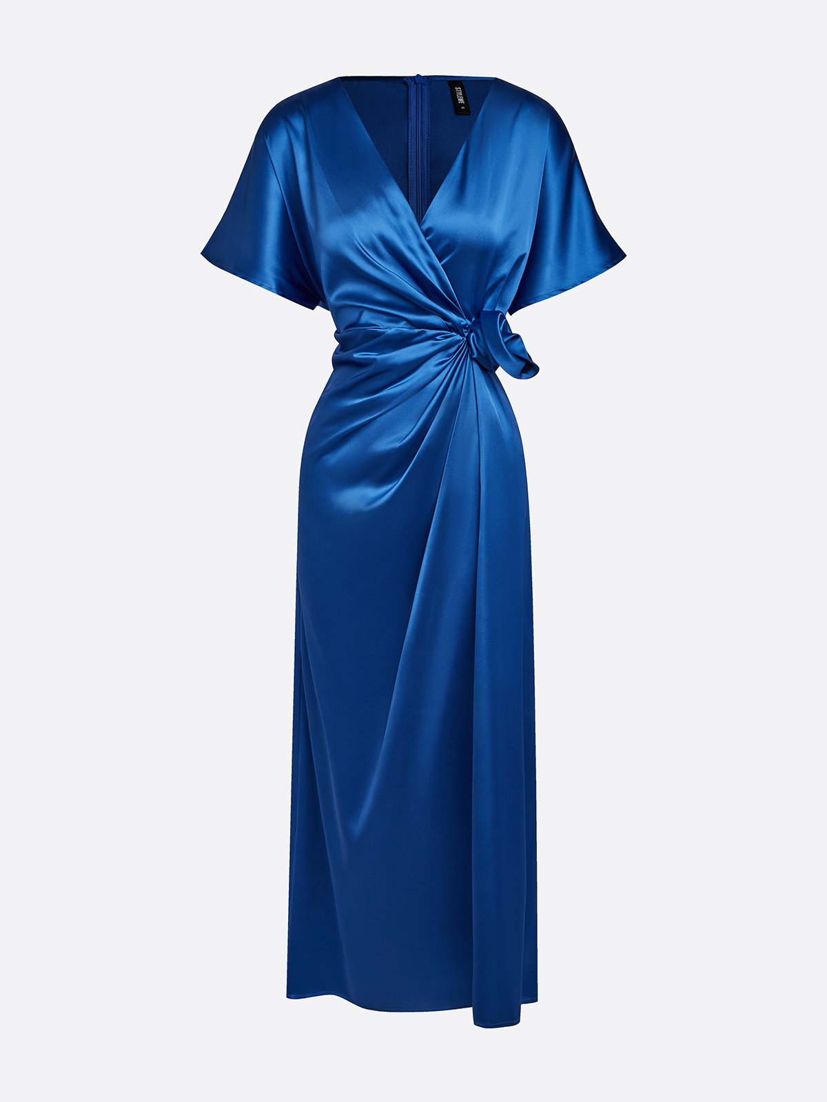 Elegant Plain Raglan Sleeve Ruched V Neck Maxi Dress