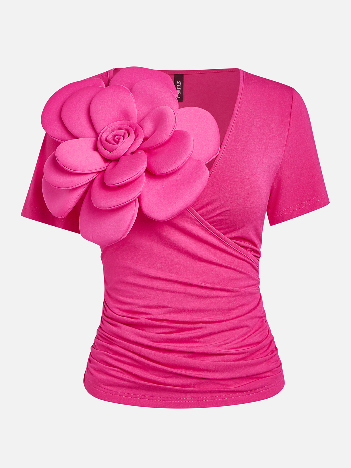 Urban Slim Fit 3D Floral V Neck T-shirt