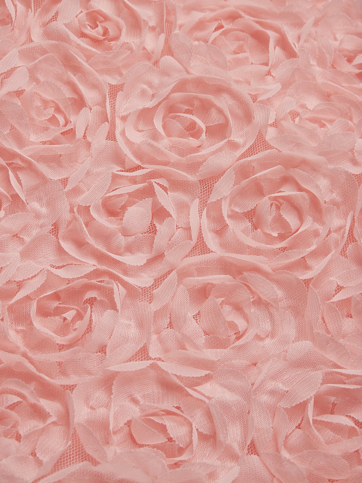 Urban Plain 3D Floral Crew Neck Puff Sleeve Blouse