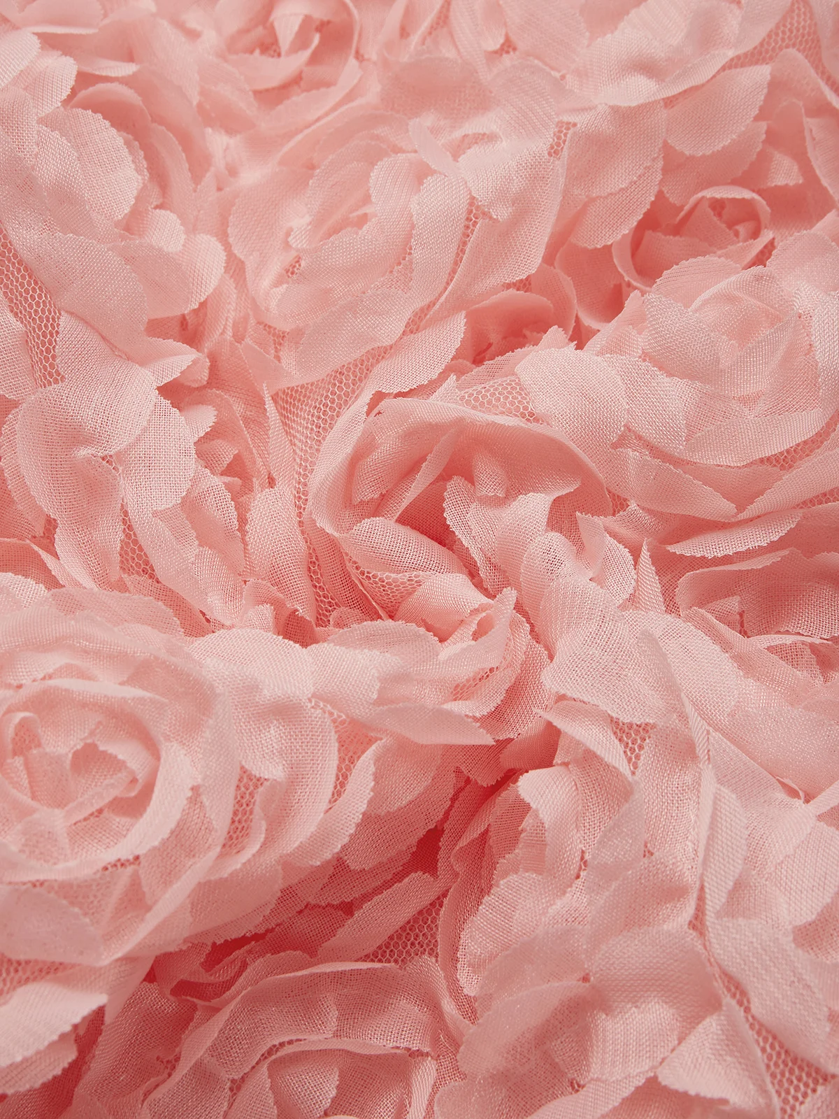 Urban Plain 3D Floral Crew Neck Puff Sleeve Blouse