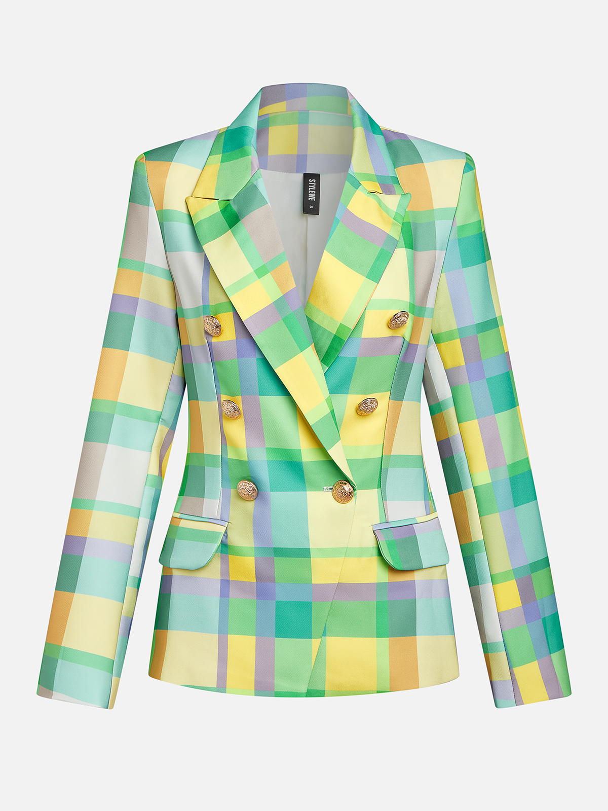 Urban Printing Plaid Lapel Collar Blazer