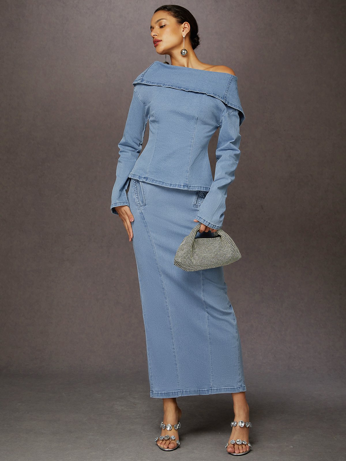 Urban Plain Maxi Denim Skirt