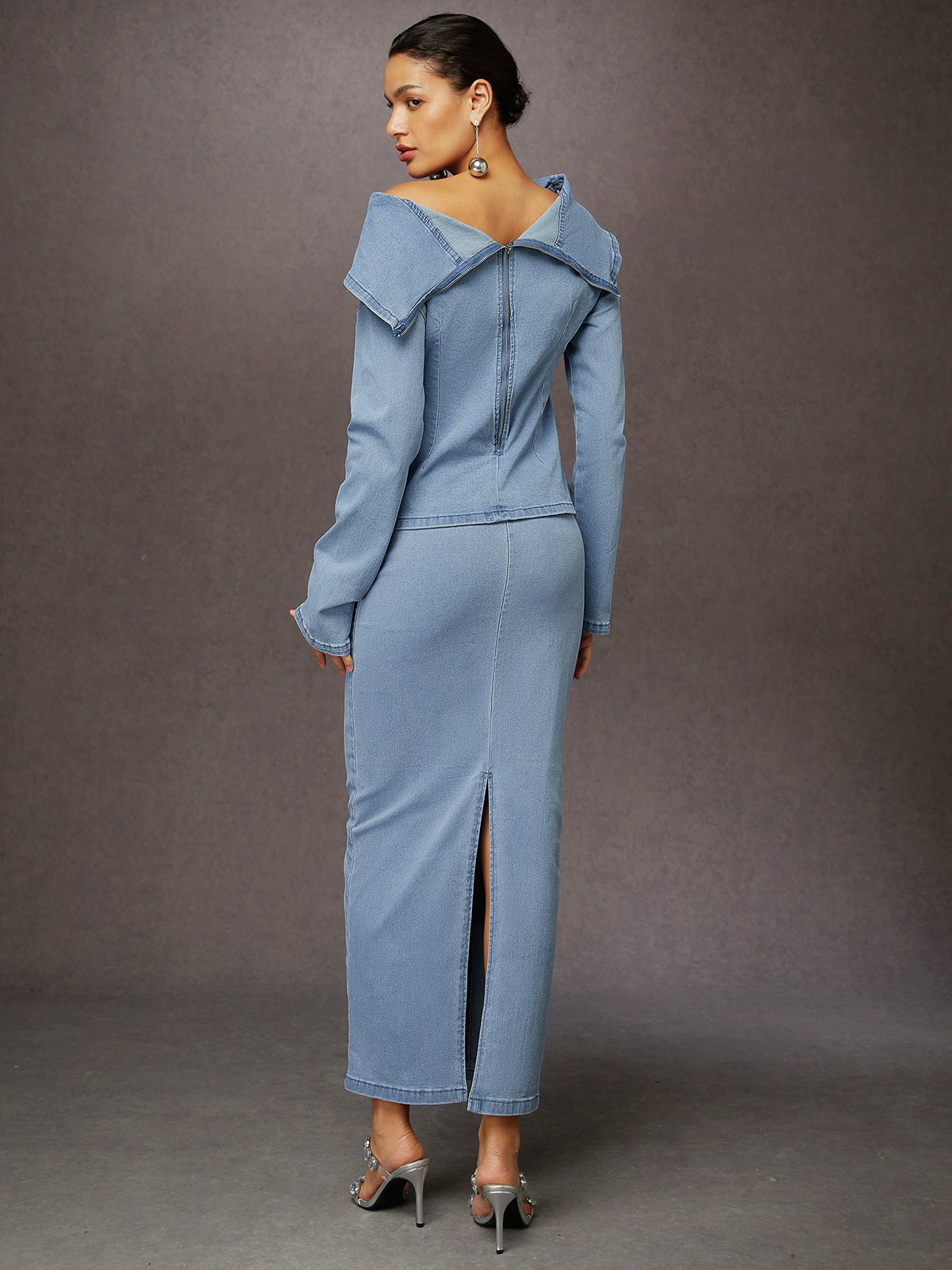 Urban Plain Maxi Denim Skirt