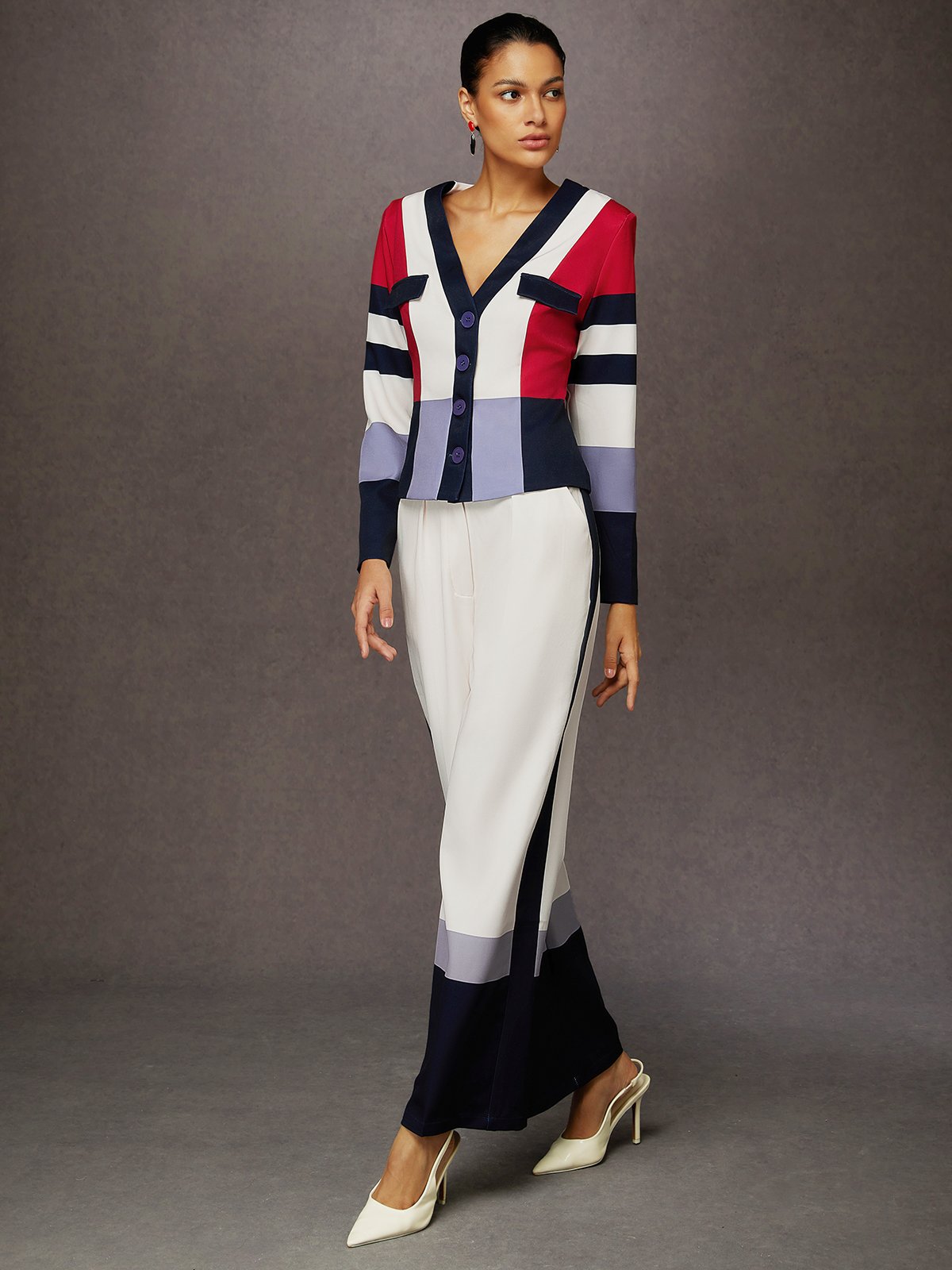 Urban Color Block Wide Leg Pants