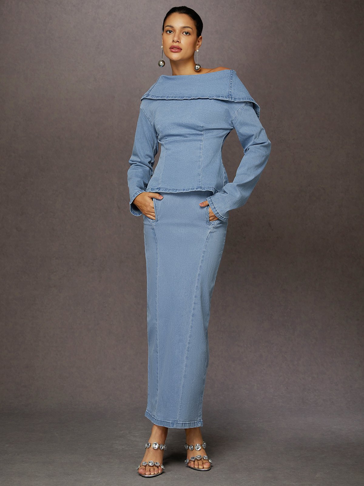 Urban Plain Maxi Denim Skirt