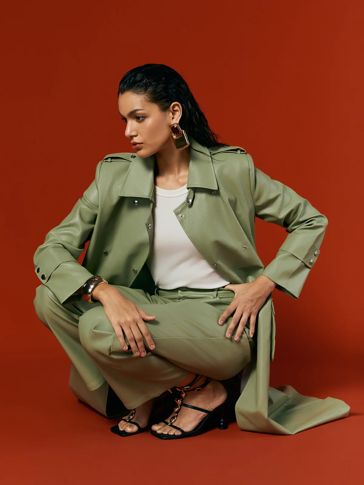 Urban Lapel Collar Faux Leather Coat